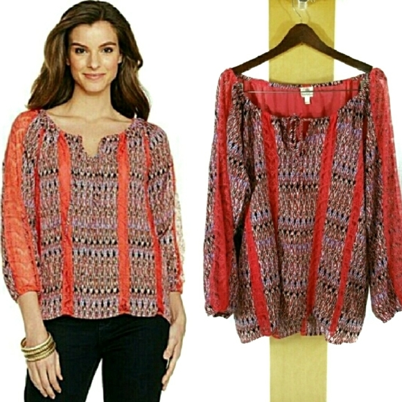 Hot in Hollywood 3X Maya Boho Peasant Lace Top (C) - Picture 2 of 7